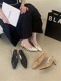 Purpdrank  Elegant White Hollow Heels for Women Fashion Square Toe Buckle Mule Shoes Luxury Brand Designer Pumps Comfort office formal shoe
