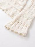 Purpdrank  European style new arrival women's fashion versatile and elegant off-the-shoulder long-sleeved hollow-out knitted sweater.