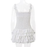 Purpdrank  y2k Dress Women Fairycore Clothes Sweetheart Neck Sleeveless Tiered Ruffle Hem Shirred Cami Dress Evening Party Dresses