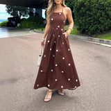 Purpdrank   New Women's Casual Vacation Elegant Padded Backline Floor-Length Blouse with Pockets
