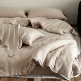 Purpdrank  600TC Washed Lyocell Soft Bedding Set Single Double Queen King Size Duvet Cover Set Bed Sheet/Fitted Sheet Pillowcases 3/4Pcs