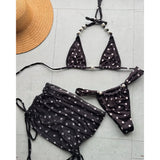 Purpdrank  Sexy 3pieces Bikini Set With Mini Skirt Women Swimsuit Female Swimwear Micro Bikinis Dot Print Beacwear Brazilian Biquini