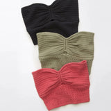 Purpdrank  Strapless Knitted Tube Crop Top Vest Women Hollow Out Sleeveless Summer Backless Tank Vintage Fashion Y2K Clothing