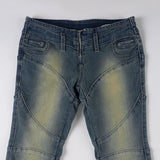 Purpdrank  Vintage Light Wash Distressed Paneled Jeans Y2K Slim-Fitting Low-Waisted Stitched Denim Pants Women Streetwear Retro Jeans