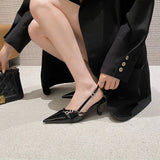 Purpdrank  Spring summer pointed hollow thin heel fashionable shallow women's shoes with elegant temperament buckle decoration high heels