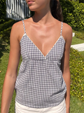 Purpdrank  Women's Fairy Plaid Print Cami Tops  V Neck Slips Vests Aesthetic Hotsweet Backless Camisole Y2k Clothes