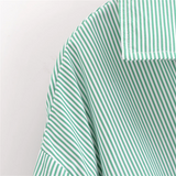 Purpdrank  autumn new women's clothing fashion temperament slim fit commuting versatile striped printed shirt top shorts set