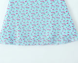 Purpdrank  Sexy Mesh Blue Fruit Print Elastic Strap Short Sleeve Dress Bow Square Collar Mini Tank Dresses Slim Fit Woman Robe