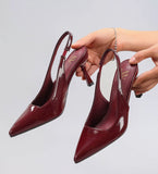 Purpdrank  stiletto heels sandals women slingbacks shoes ankle strap pointed toe slip on sexy ladies shoes pumps wedding party