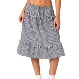 Purpdrank  Women s Chic Pleated Maxi Skirts Stylish High Waist Floral Print Flared Skirts Ruffle Detail Flowy Long Skirts