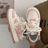 Purpdrank  Korean Shoes Kawaii Pink Platform Sneakers Women Vintage Vulcanize Spring autumn Casual Tennis Female Flats Footwear New