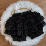 Purpdrank  Japanese Sweet JK Plush Shorts Kawaii Ruffles Lantern Shorts Yellow Black Pink White Pumpkin Pants Lolita Harajuku Y2k Bottoms