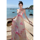 Purpdrank  High-end Three-dimensional Flower Niche Halter Dress Bride Wedding Morning Robe Elegant Temperament Backless Light Gown
