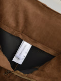 Purpdrank  New Autumn Sexy With Buckle Belt High Waist Suede Pencil Skirt for Women Above Knee Length Package Hips Front Slit Skirts Khaki