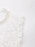 Purpdrank  Summer White Embroidery Flower Spliced Lace Sleeveless Tank Women Lacing Up Bow Front Loose Tank Top Crop Tops