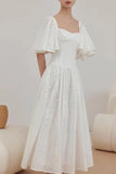 Purpdrank  White Flora Embroidery Long Dress Women Vintage Square Neck Runway Design Elegant Womens Clothing Summer Vacation Bodycon