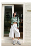 Purpdrank  Light Blue Seven-Point Jeans for Women 2025 Summer New Loose Fit Slim High-Waist Wide Leg American Hot Girl Shorts