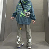 Purpdrank  Hip Hop Vintage Women Jeans Spring Autumn New Star High Waist Harajuku Streetwear Fashion Casual Loose Wide Leg Denim Trousers