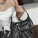 Purpdrank  New Color-Block Polka Dot Underarm Bag White Transparent Outer Bag Design Women's Large Capacity Single Shoulder Crossbody Bag
