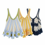 Purpdrank  Holiday Style Summer Women's Crocheted Suspender Tops V-Neck Backless Casual Beach Bohemian Tops