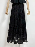 Purpdrank  Yellow Crochet Sexy Hollow Out Retro Lace Long Skirts for Women 2025 Summer Fashion High Waist Strechy Elegant Party Skirt Lady