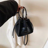 Purpdrank  Mini Drawstring Bucket Bags For Women 2025 Luxury Designer Purses And Handbags Casual Street Small Shoulder Cross Body Bag