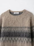 Purpdrank  European style new women's fashionable and versatile round neck long-sleeved jacquard knit sweater.