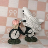 Purpdrank  New Halloween Decoration Ghost and Pink Pumpkin Bicycle Creative and Interesting Home Decorative Ornaments Halloween Gift