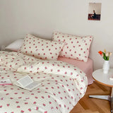 Purpdrank  Cotton four-piece set of aerobic double yarn cotton skin-friendly quilt cover small floral bed linen bed cover set