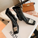 Purpdrank - Modern Boots Thick Heel Square Toe Waterproof Non-slip Inner Zipper Autumn and Winter Fashion Shoes for Women New