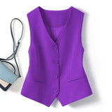 Purpdrank  Summer New Product Retro Black Short Suit Waist Vest Cardigan Sleeveless Vest Top Vest Foreign Style Fresh and Fashionable