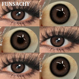 Purpdrank  1 Pair Brown Color Contact Lenses Natural Eye Contacts Blue Colored Soft Lens Yearly Use Women Makeup Cosmetic Lenses