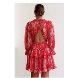 Purpdrank  Elegant Women Floral Print Corset Dress Sexy Y2K Fashion V Neck Backless Bohemian Ruffle Chiffon Vacation Beach Mini Dress