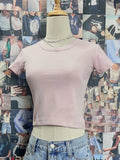 Purpdrank  Vintage Cotton Solid Slim Crop Top Women Casual Harajuku Round Neck Short Sleeve T Shirt Female Y2k Streetwear Summer Basic Tees