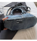 Purpdrank   Fashion Washed Denim Tote Bag Women Simple Large Capacity Shoulder Bag Ladies Daily Casual Versatile Handheld Crossbody Bag