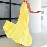 Purpdrank  Women Sexy Off Shoulder Dress New Elegant Solid Swing Loose Party Dress Spring Female Halter Slim Banquet Long Dress