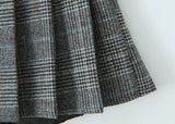 Purpdrank  Women Side Zipper Waist Plaid Tweed Mini Pleated Skirt The Spice Girls Ruched Hem A-line Short Skirts with Shorts lining
