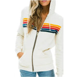 Purpdrank  Women's Faion Rainbow Hoodie Sweater Casual Sle Polyester Fiber 00% Comfortable Fit Streetwear Trend