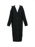 Purpdrank  plus Size Satin Knitted Cardigan Long-Sleeved Hooded Jumper Single Row of Buttons Elegant Autumn Winter Women's Best Choice