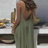 Purpdrank  New Women Strapless Backless Loose Loungewear Dress Skin Friendly Comfortable Home Spaghetti Strap Solid Color Plus Size Dress