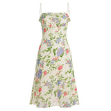 Purpdrank  Holiday Floral Camis Dress Beach Style Slim Slash Neck Sleeveless Midi Dresses For Women Summer Fashion Streetwear Ladies