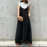 Purpdrank  Summer New Loose Black Sling Dress Casual Slim Long Dress in Stock for Women Fashionable Elegant Style