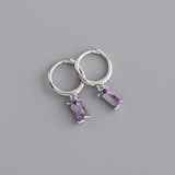 Purpdrank - 2PC Stainless Steel Little Huggies Hoop Earrings For Women Tiny Crystal Zirconia Pendant Cartilage Earrings Piercing Jewelry