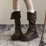 Purpdrank  Fashion Women Black Block High Heels Long Boots New Winter Warm Knee High Boots Soft Leather Thigh High Boots Shoes