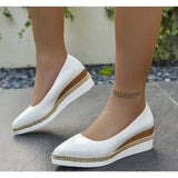 Purpdrank  Fashionable Elegant Casual Women's Shoes Plus Size Slope Petite Pointed Toe Single Shoes Comfortable Synthetic Material Spring