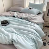 Purpdrank  Nordic Summer Washed Ice Silk Bedding Set with Sheet Duvet Cover Pillowcase Single Couple Bedsheet King Queen Double Twin Size