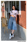 Purpdrank  Light Blue Seven-Point Jeans for Women 2025 Summer New Loose Fit Slim High-Waist Wide Leg American Hot Girl Shorts