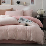 Purpdrank  Nordic Style Pure Cotton Jacquard Bedding Set Super Soft Skin Friendly Striped Duvet Cover Kit Adult Home Bedclothes for Seasons