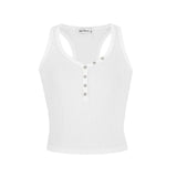 Purpdrank  Women Solid Round Neck Ribbed Button Tank Top Camisole Women Summer Basic Elastic Tank Top O Neck Solid Tank Top 2025 Summer