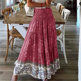 Purpdrank  Sexy High Waist Beach Long Skirts Womens 2025 Spring Summer Casual Bohemia Pink Maxi Skirt For Women
